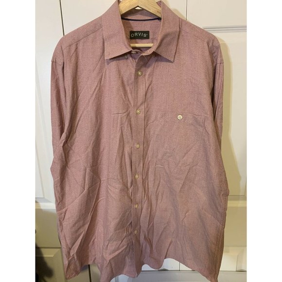 Orvis Men’s Sz L Pale Red Button Front Long‎ Sleeve Shirt - Picture 3 of 8